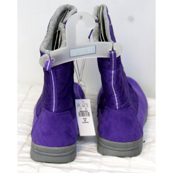 TCP Children's Place Purple Winter Snow Boots sz 5 NWT Girls Faux Suede Quilted - Picture 5 of 7